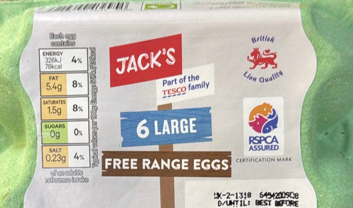 Jack’s 6 Large Free Range Eggs - Image 1