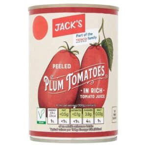 JACK’S PEELED PLUM TOMATOES(IN RICH TOMATO JUICE) 200G
